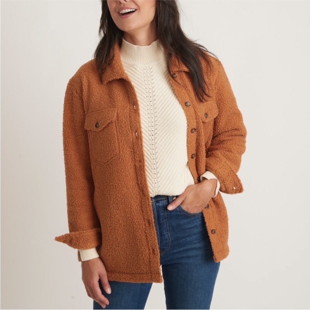 Marine Layer Cream Sherpa Shacket Jacket - Picture 3 of 4